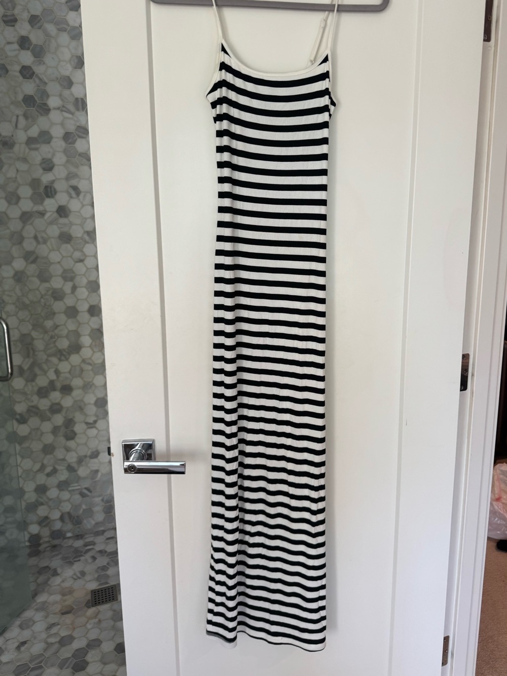 H&M Black and White Striped Slip Maxi Dress